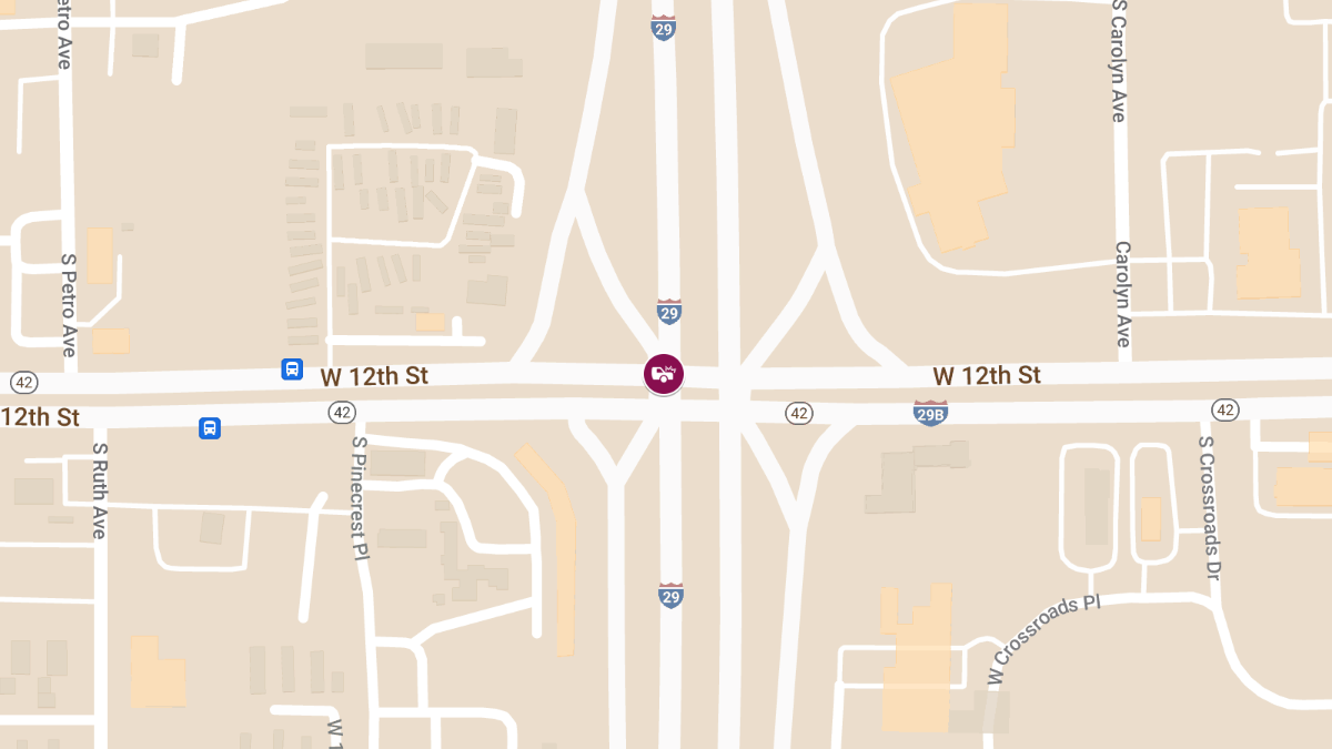Accident with Injuries on W 12th St Under I29 Bridge