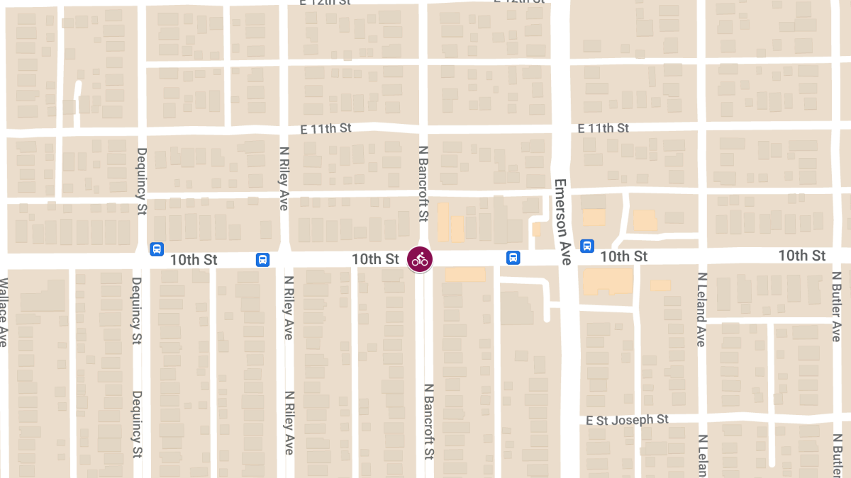Bicyclist Incident at E 10th St & N Bancroft St