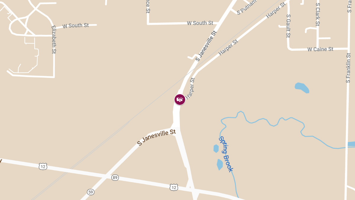 Car Rear-Ends School Bus with Injuries at Janesville St and Harper St