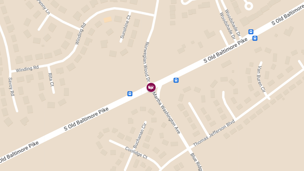 Crash with Injuries at Old Baltimore Pike and Martha Washington Ave