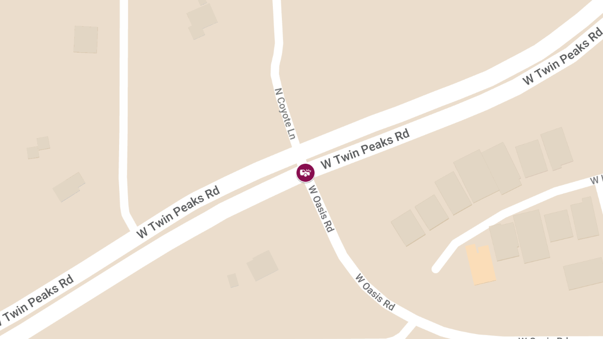 Crash with Injuries at Twin Peaks and Coyote Lane