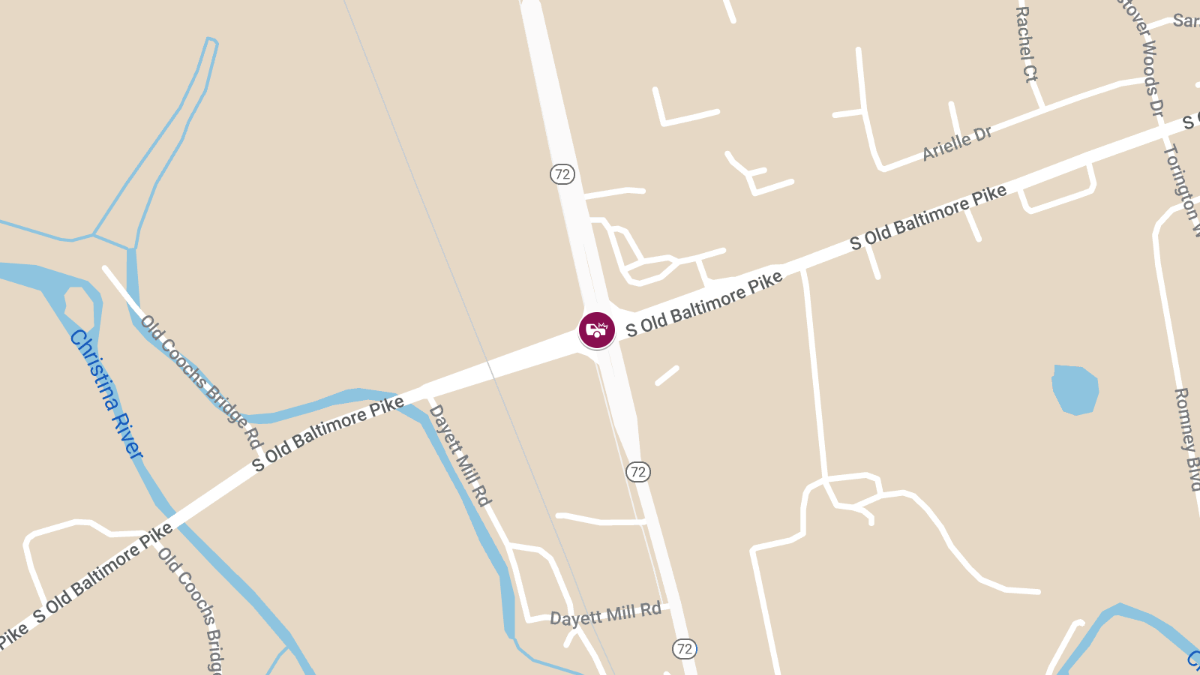 Crash with Injuries on Old Baltimore Pike near Rte 72
