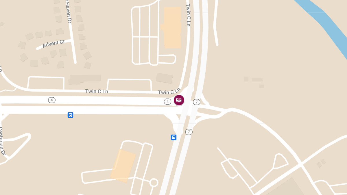 Crash with Injuries on Route 4 Eastbound Turn Lane to Route 7 Southbound