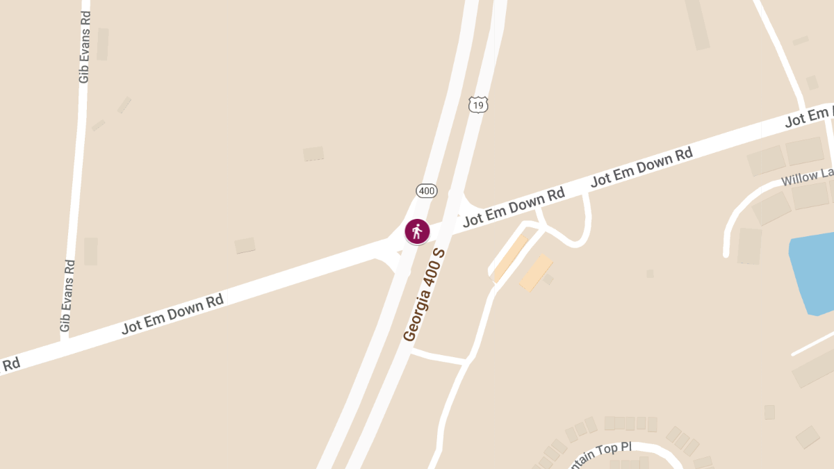 Fatal Pedestrian Accident at GA 400 & Jot 'Em Down Rd