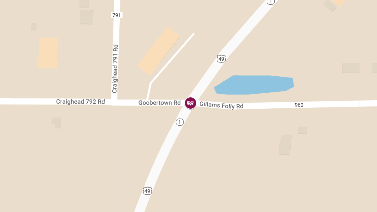 Injuries in Two-Vehicle Crash at Hwy 49 & County Rd 792
