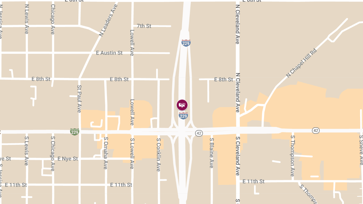 Injury Accident Involving Seven Vehicles on I-229 at MM 4