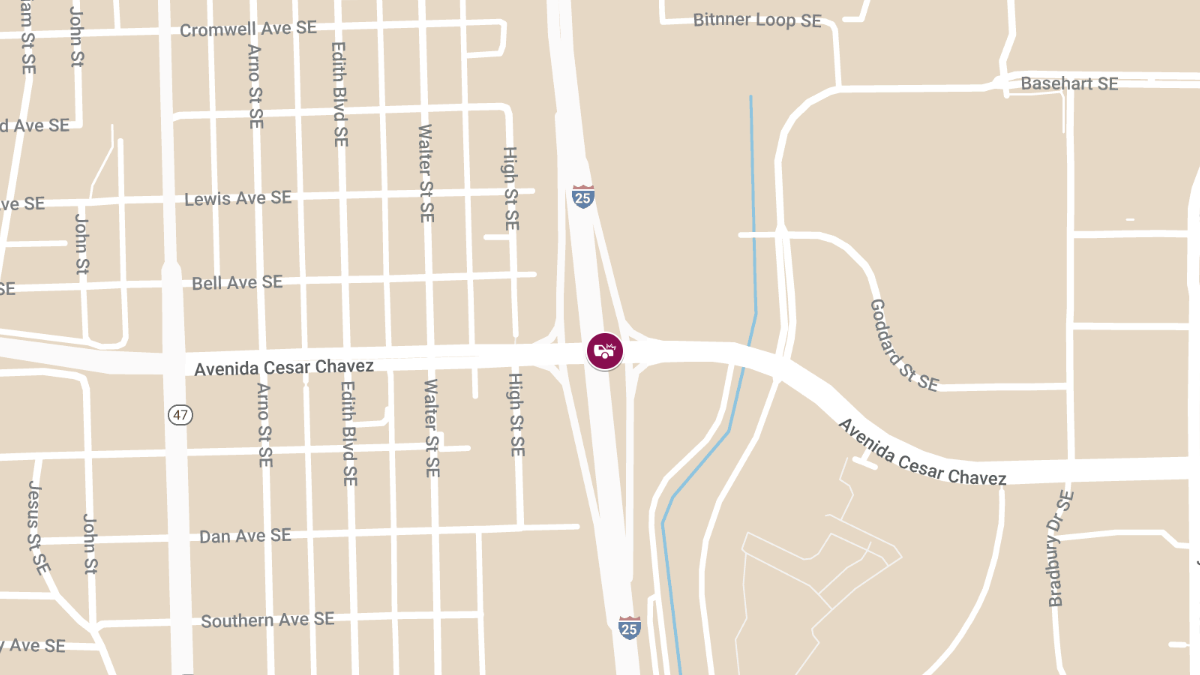 Injury Crash on I-25 Northbound at Avenida Cesar Chavez