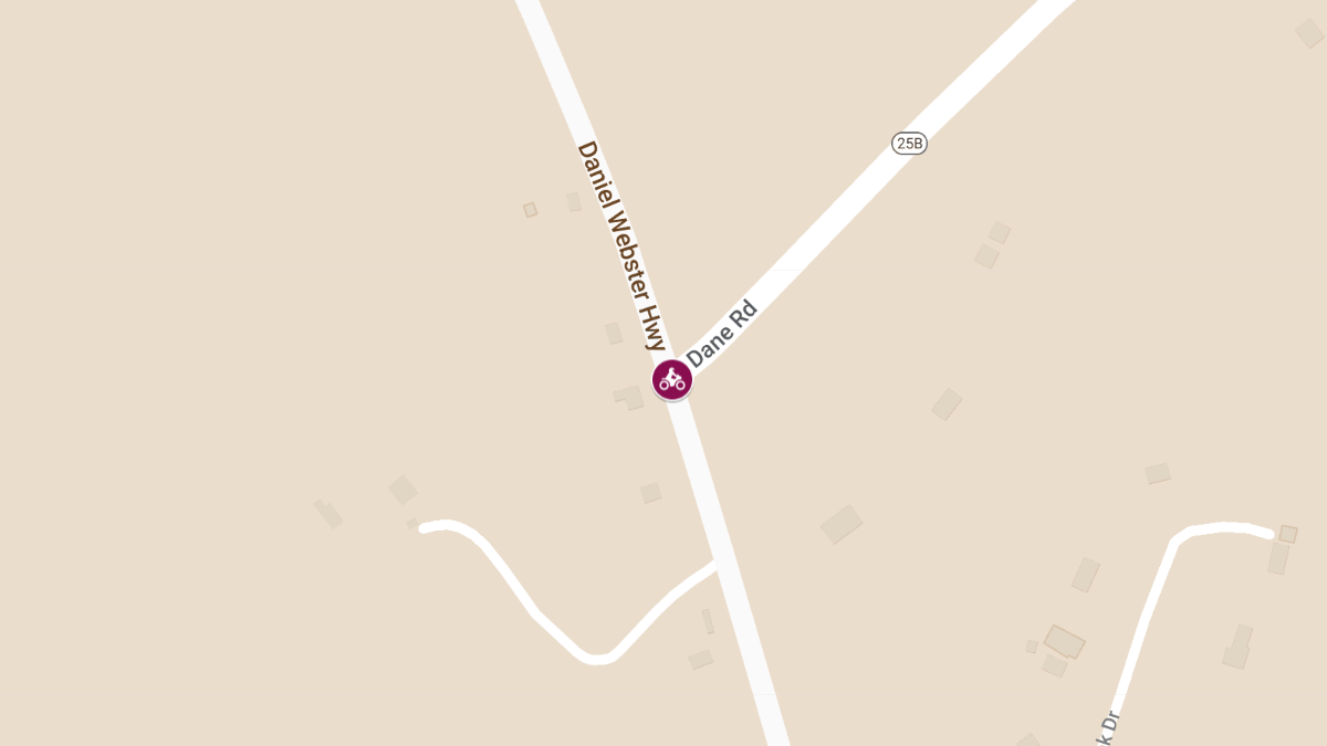 Motorcycle Crash with Injuries at Dane Rd / Daniel Webster Hwy