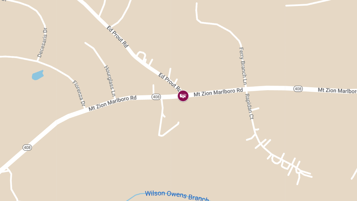 One Injured in Two-Vehicle Crash on Mt Zion Marlboro Rd at Ed Prout Rd