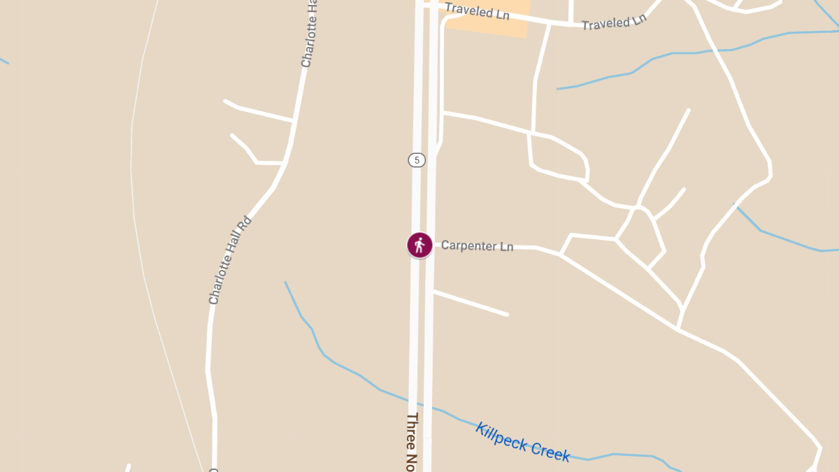 Pedestrian Fatality in Collision on Three Notch Rd at Carpenter Ln