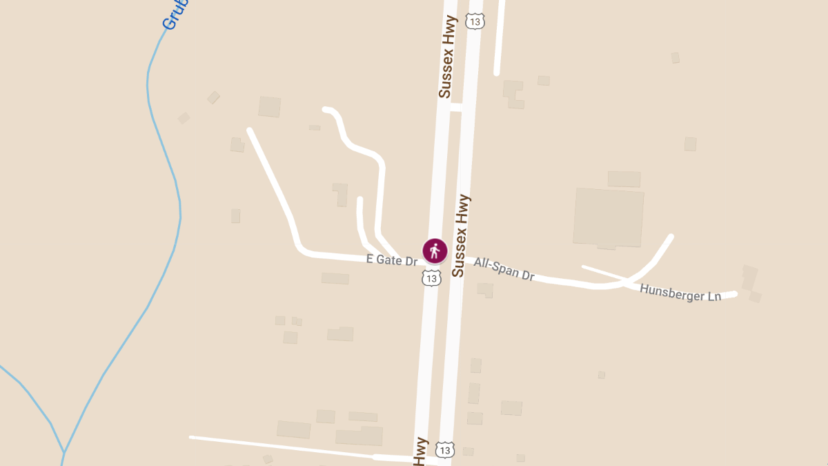 Pedestrian Injured in Accident on Sussex Hwy at E Gate Dr