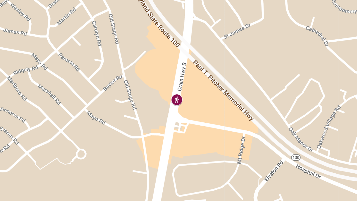 Pedestrian Injured in Incident on Crain Hwy Near Hospital Dr