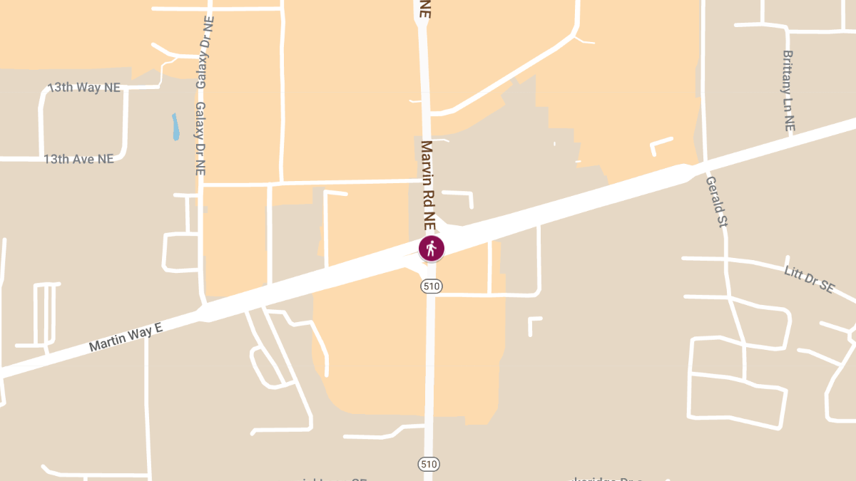 Pedestrian Injured in Vehicle Collision at Martin Way & Marvin Rd