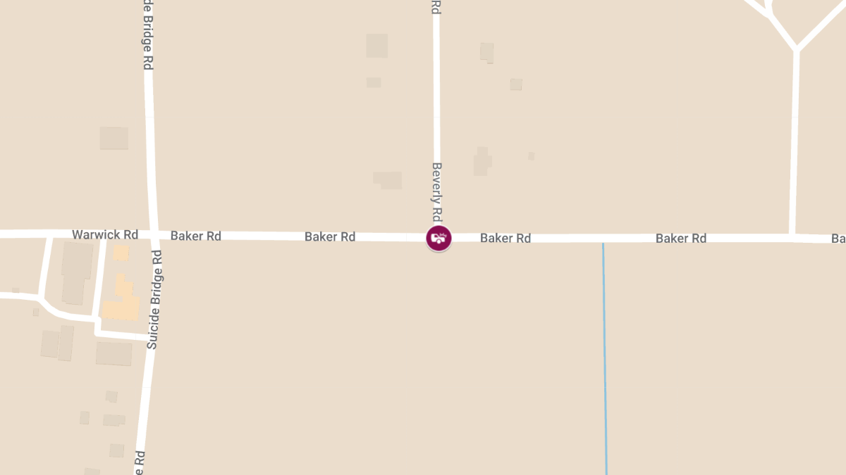 Two Injured in Crash at Baker Rd and Beverly Rd