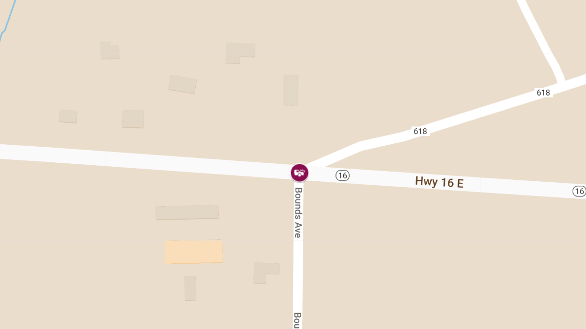 Two-Vehicle Accident with Injuries at Hwy 16 E and Bounds Ave