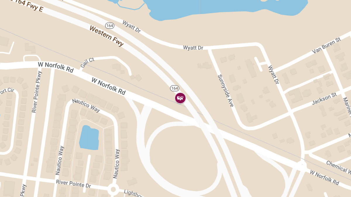 Two-Vehicle Crash at 164 Westbound near West Norfolk Exit