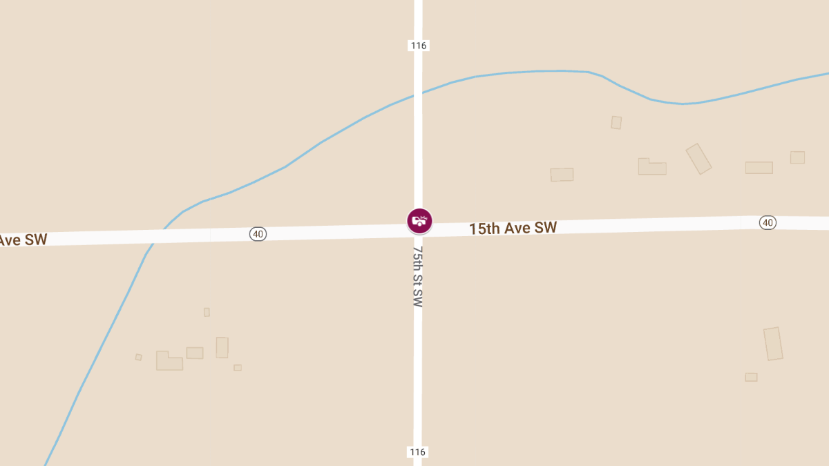 Two-Vehicle Crash on Hwy 40 & 75th St SW Causes Injuries