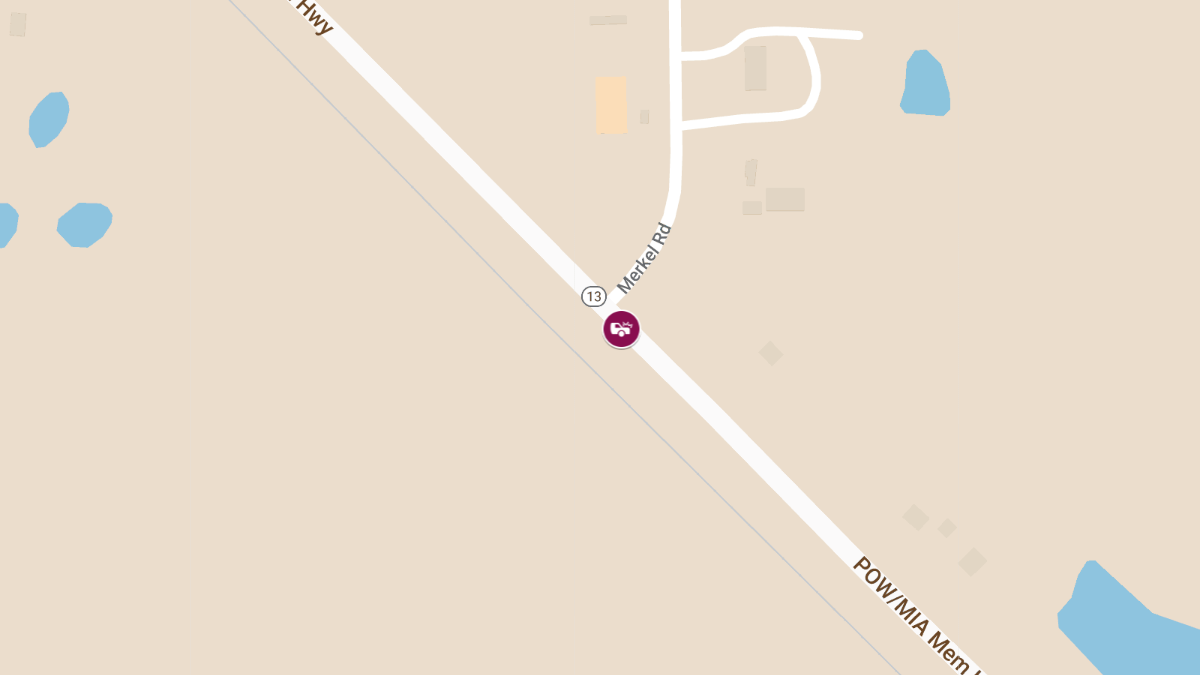 Two-Vehicle Crash with Injuries Near Highway 13 and Merkel Rd