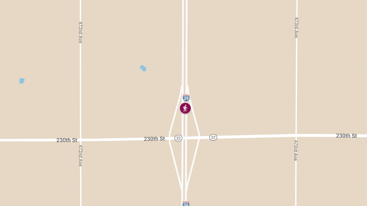 Vehicle vs. Pedestrian Injury Accident on I-29 Nb at MM 58