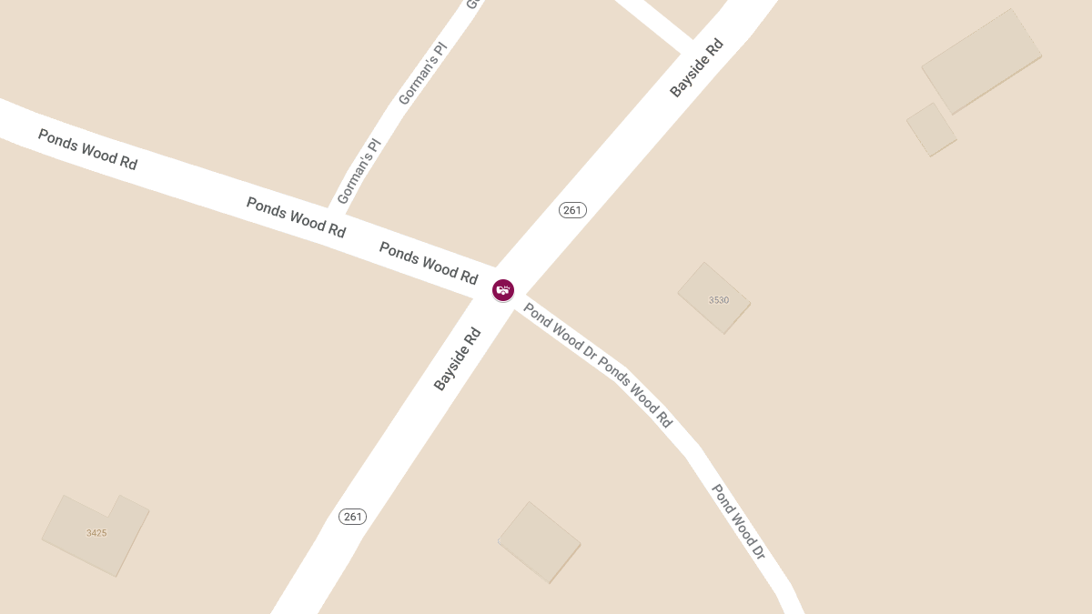 1 Injured in Two-Vehicle Crash at Ponds Wood Rd & Bayside Rd