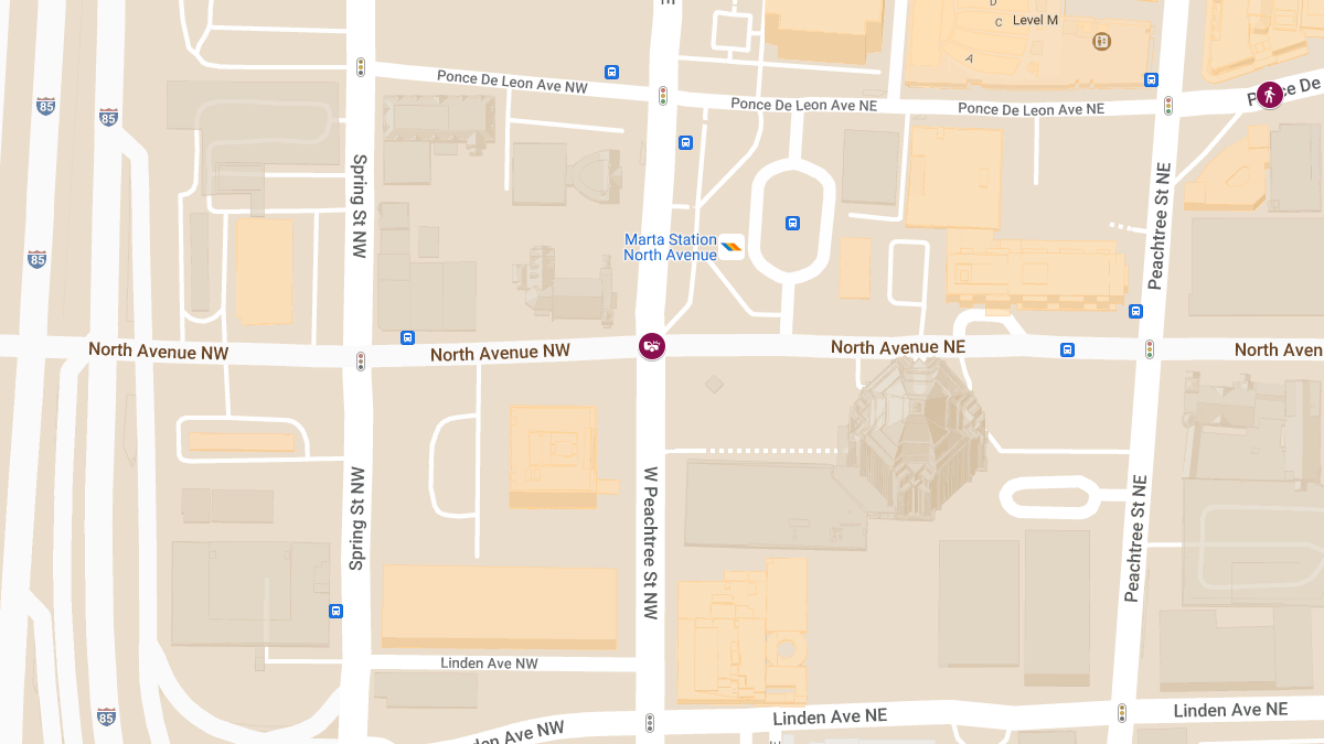 Accident with Injuries at W Peachtree St NW and North Ave NW