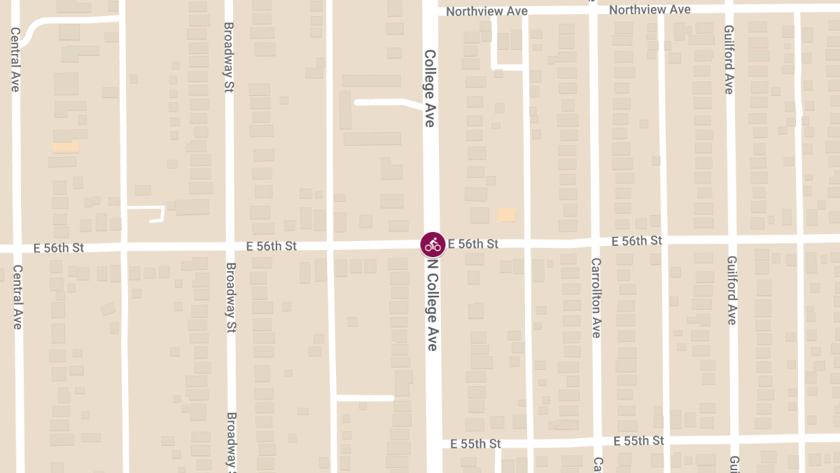 Bicyclist Incident at E 56th St & N College Ave