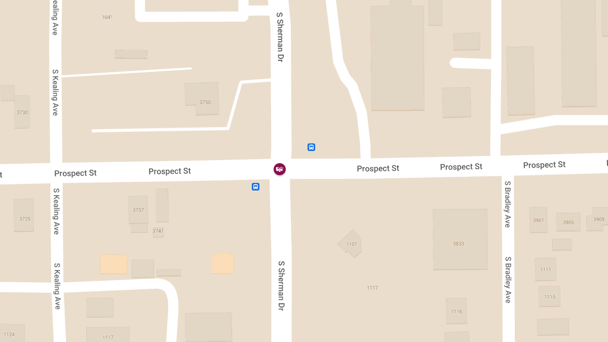 Vehicle Collision at S Sherman Dr & Prospect St