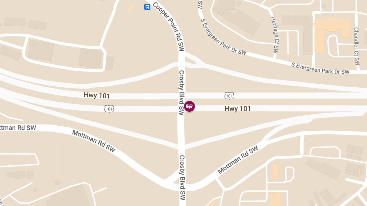 Collision on US 101 SB at Cooper Point Rd