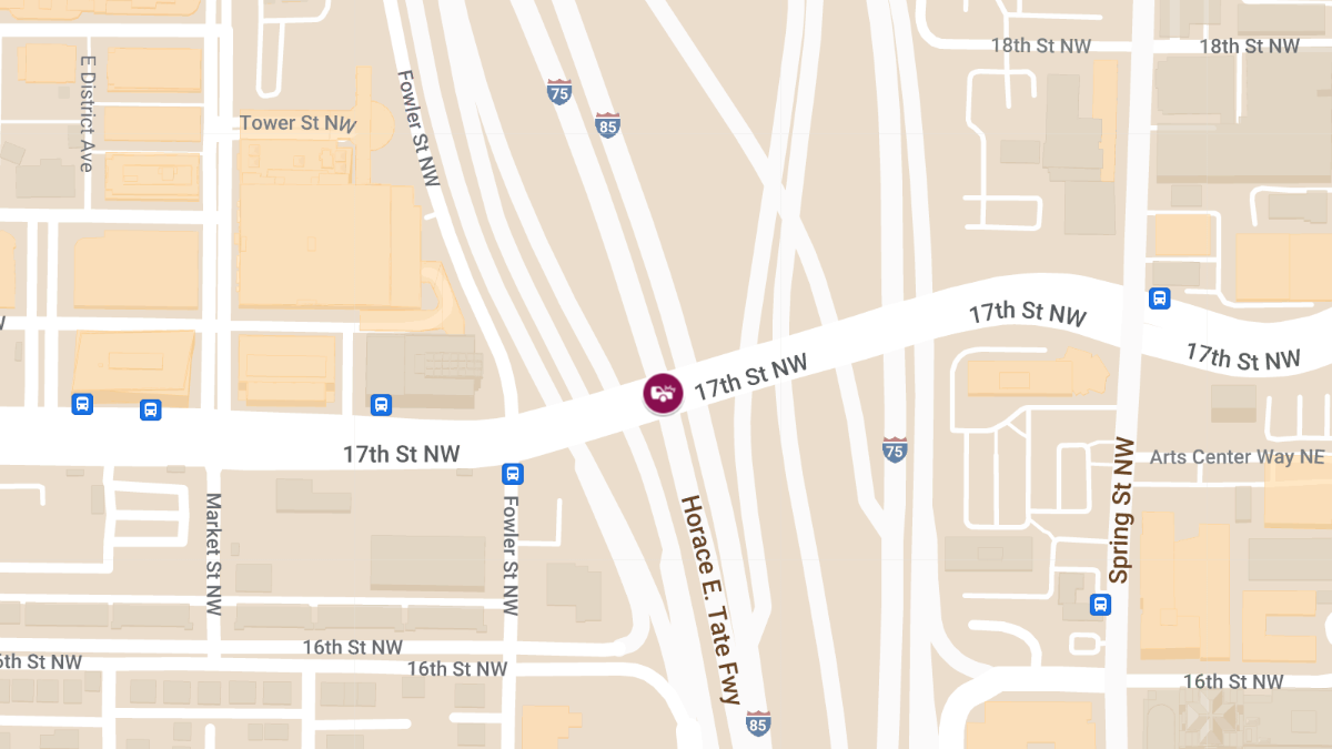 Collision with Injuries at I-85 S & 17th St NW