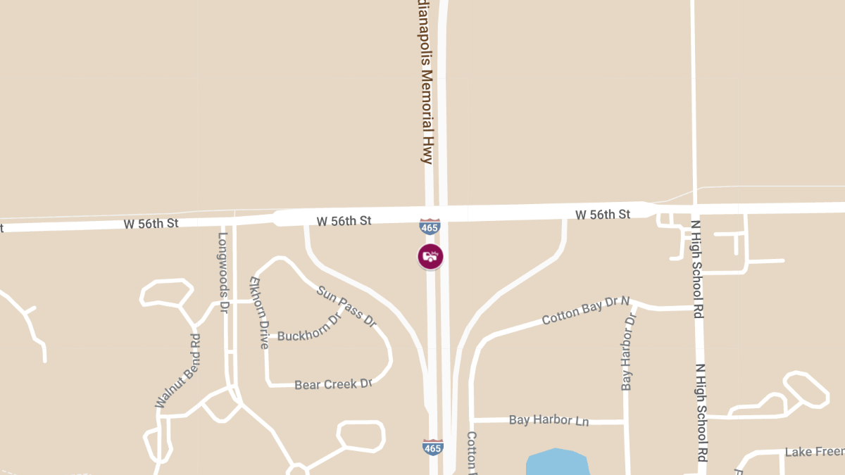 Crash on I-465 Between W 38th St and W 56th St Interchanges
