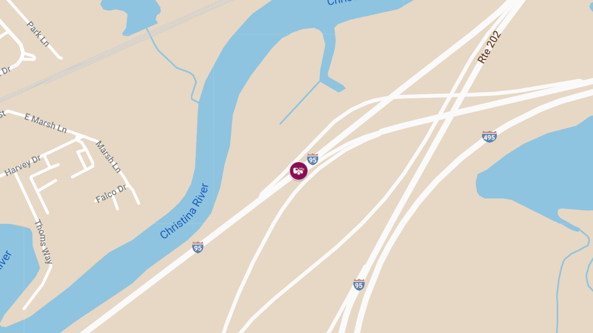 Crash on I-95 Southbound near Christina River Bridge