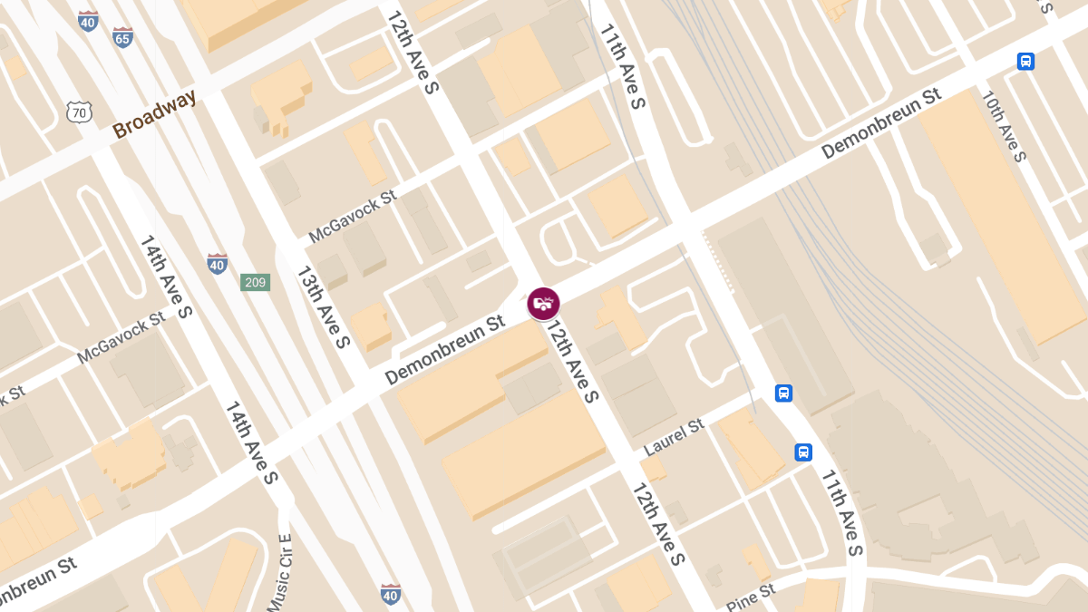 Crash with Injuries at 12th Ave S / Demonbreun St