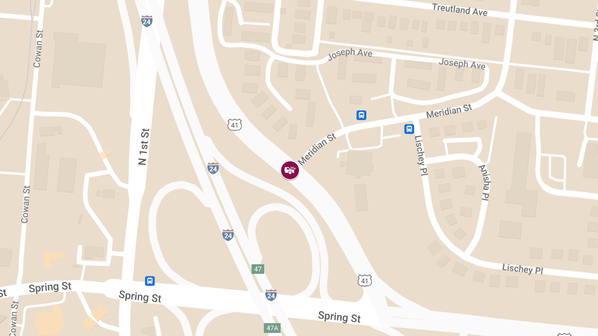 Crash with Injuries at Meridian St and Dickerson Pike