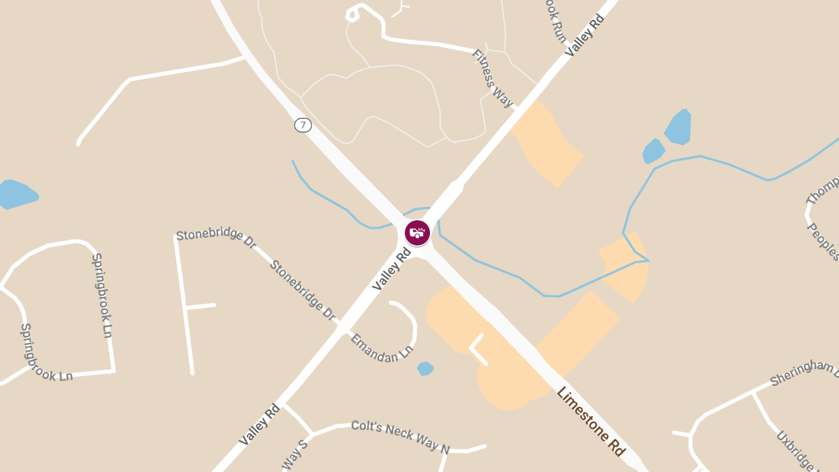 Crash with Injuries on Route 7 Southbound at Valley Rd