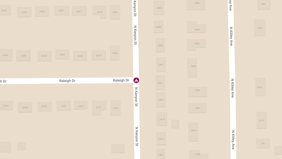 House Fire at N Kenyon St & Raleigh Dr