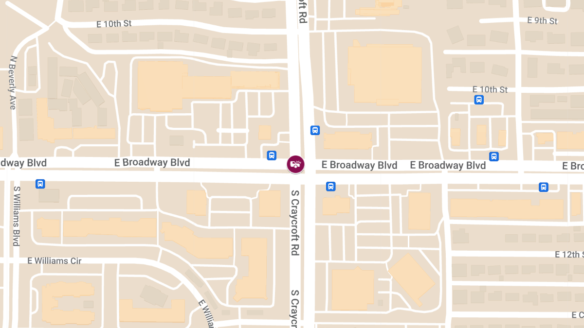 Injury Accident at Broadway Blvd East of Craycroft Rd