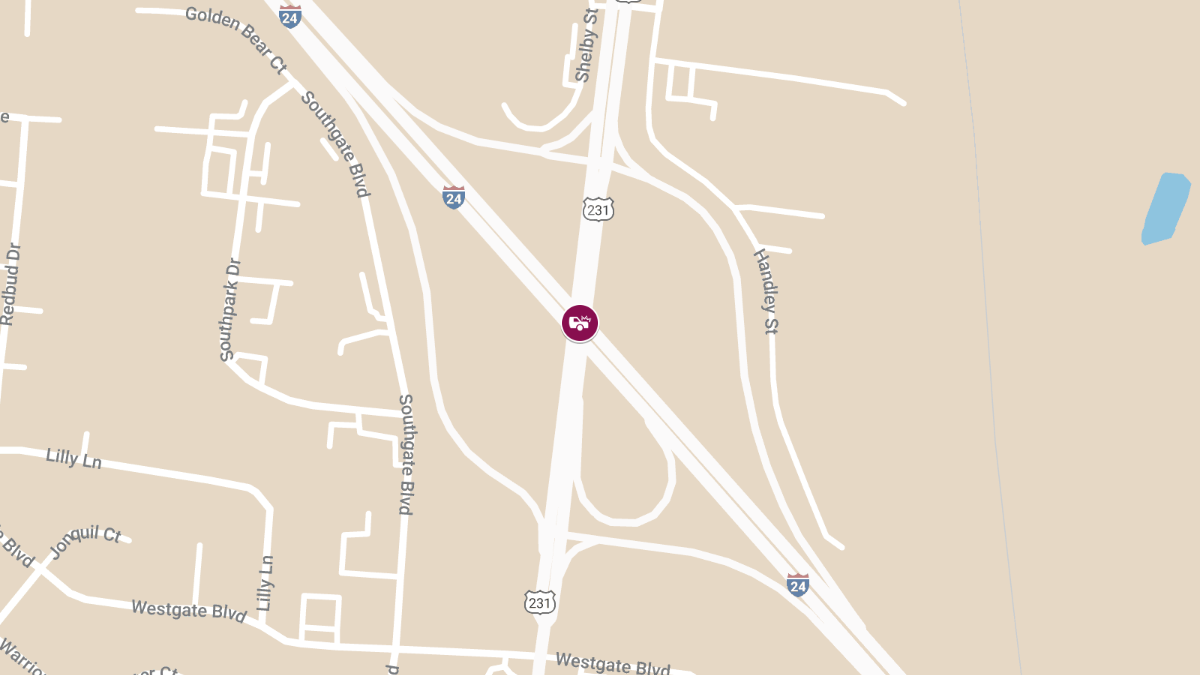 Injury Accident on I-24 EB at Church St (US-231)/Exit 81