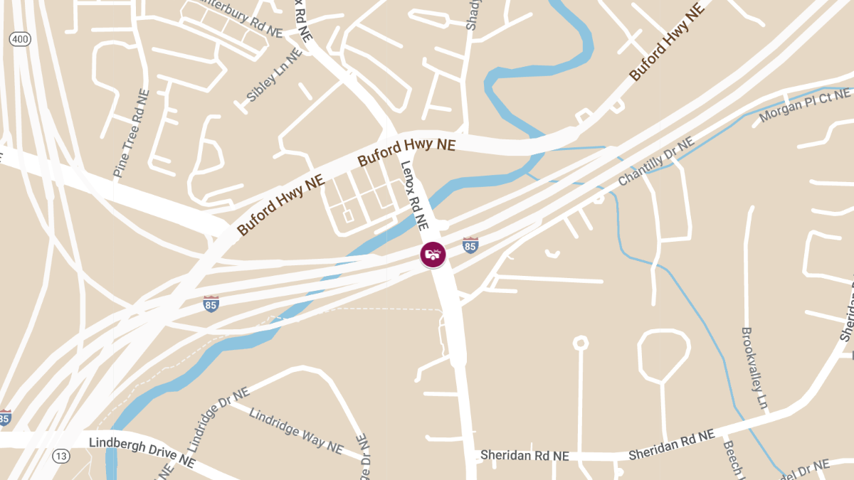 Injury Collision at I-85 S & Lenox Rd NE