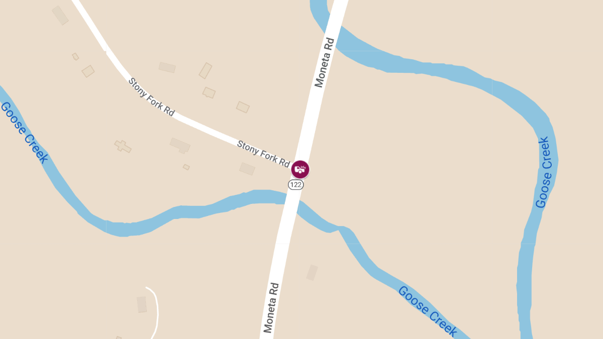 Motor Vehicle Accident with Injuries at Rt 122 Moneta Rd & Stony Fork Rd