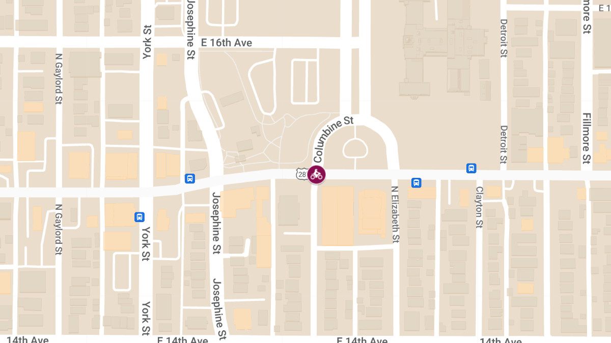 Motorcycle Accident at Colfax Ave and Columbine St causes Injuries