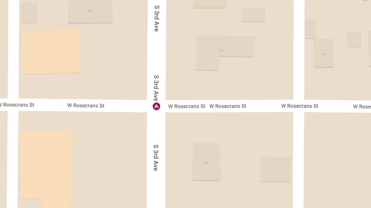 Motorcycle Crash with Injuries at S. 3rd Ave & Rosecrans St