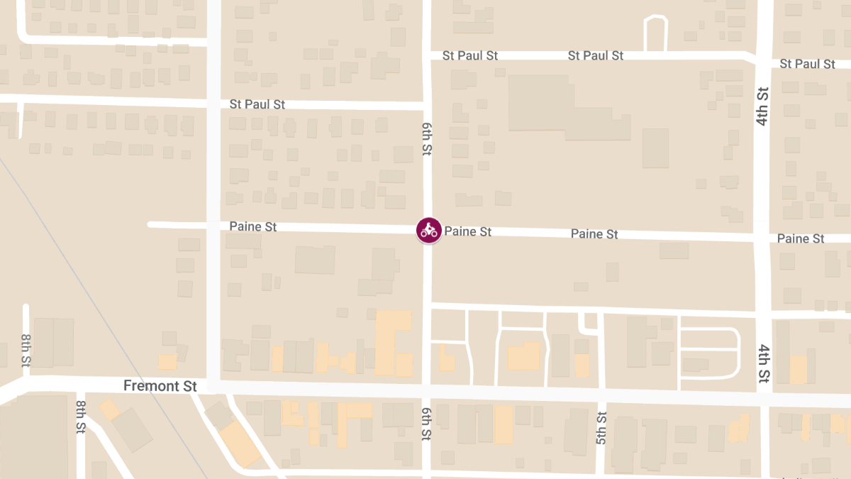 Motorcycle and Truck Crash with Injuries at 6th St and Paine St