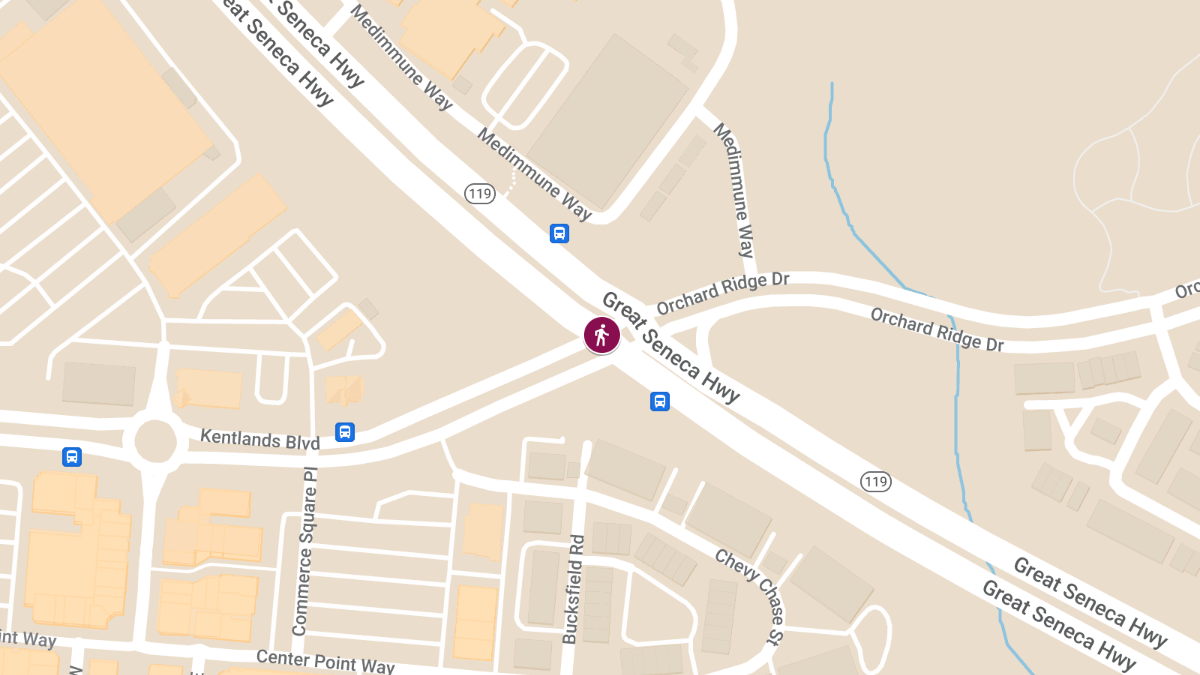 Pedestrian Fatality on Great Seneca Hwy at Kentlands Blvd