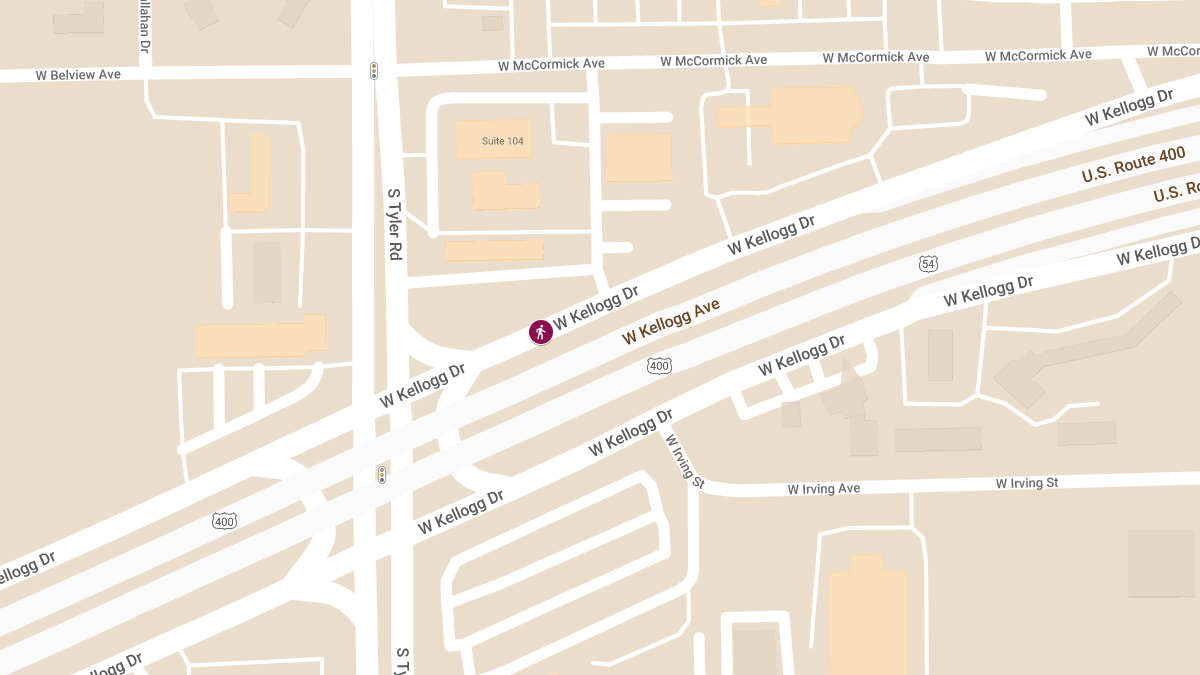 Pedestrian Injured in Accident near Kellogg and Tyler