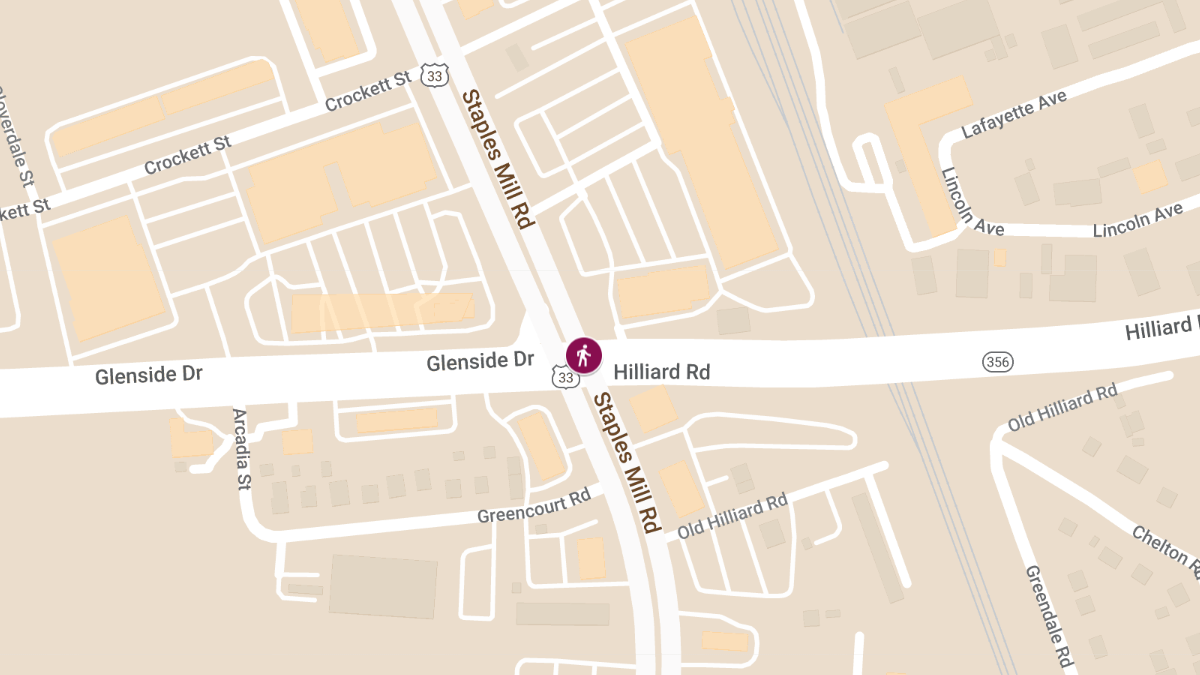 Pedestrian Struck and Injured at Hilliard Rd & Staples Mill Rd