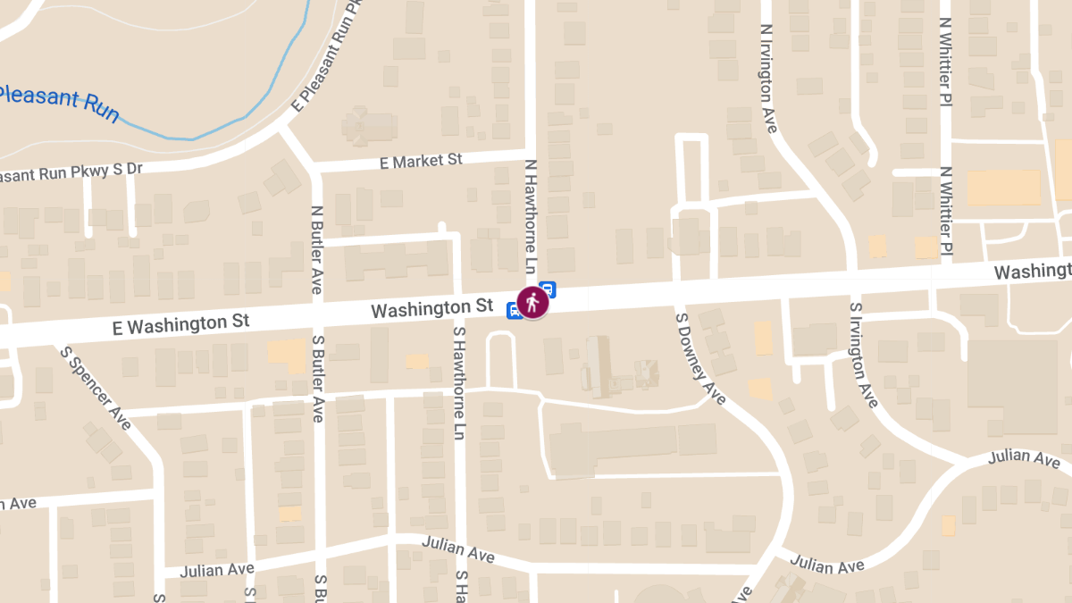Pedestrian Struck by Vehicle at E Washington St & N Hawthorne Ln
