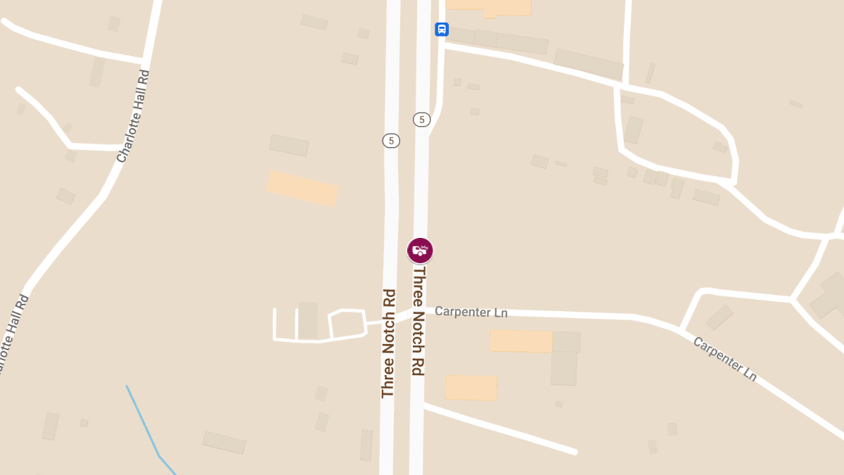 Rear-End Collision Involving Dump Truck on Three Notch Rd near Carpenter Ln