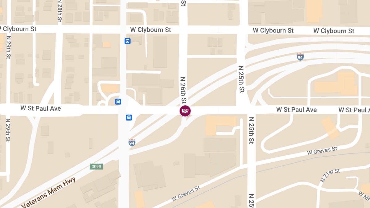 Rollover Crash with Injuries Involving Pedestrian at N 26th and W St Paul