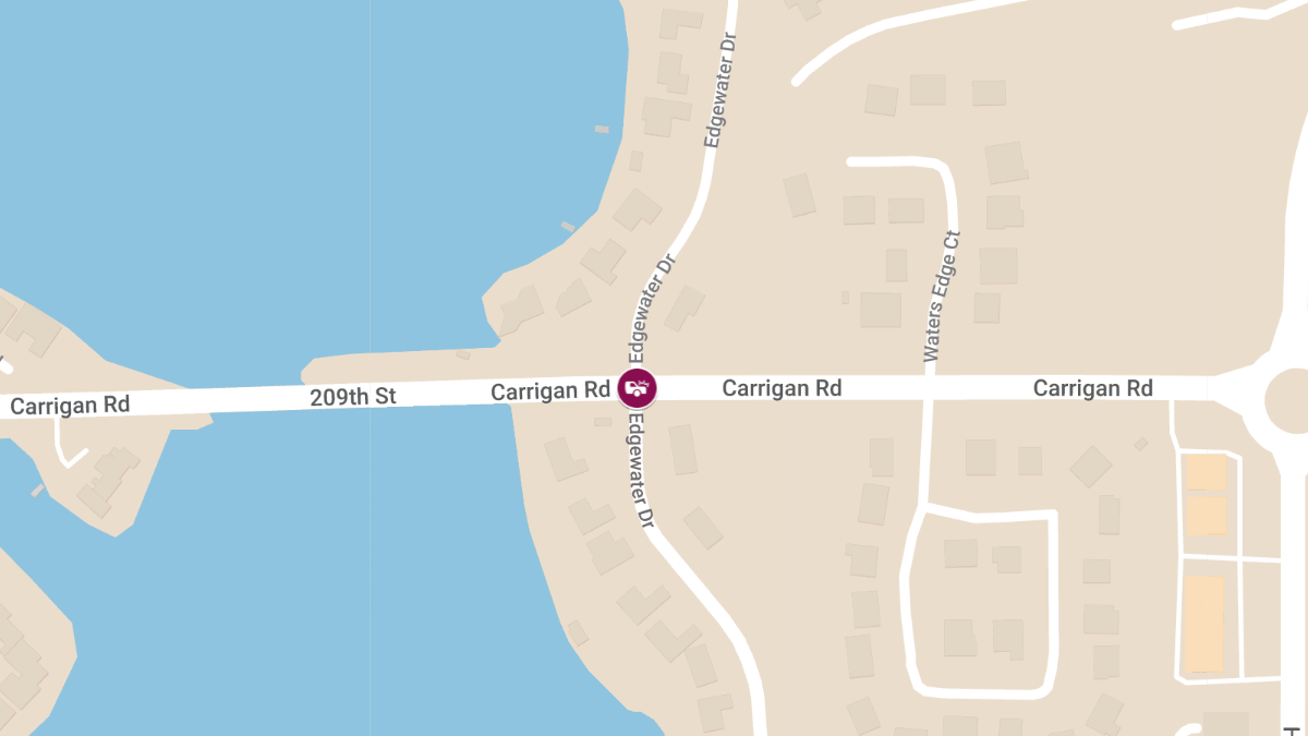 Serious Accident at Carrigan Rd and Edgewater Dr