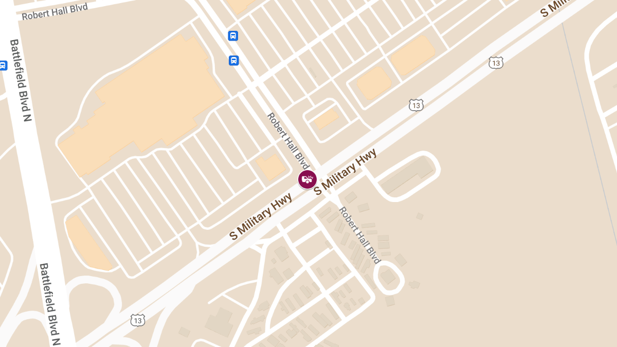 Three-Vehicle Crash with injuries at South Military Highway and Robert Hall Blvd